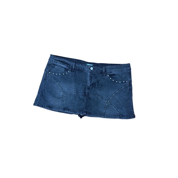 wild fable Pants - Wild Fable Womens Black Denim Skort‎ Rhinestone Studded Mini Skirt Shorts XL NWT